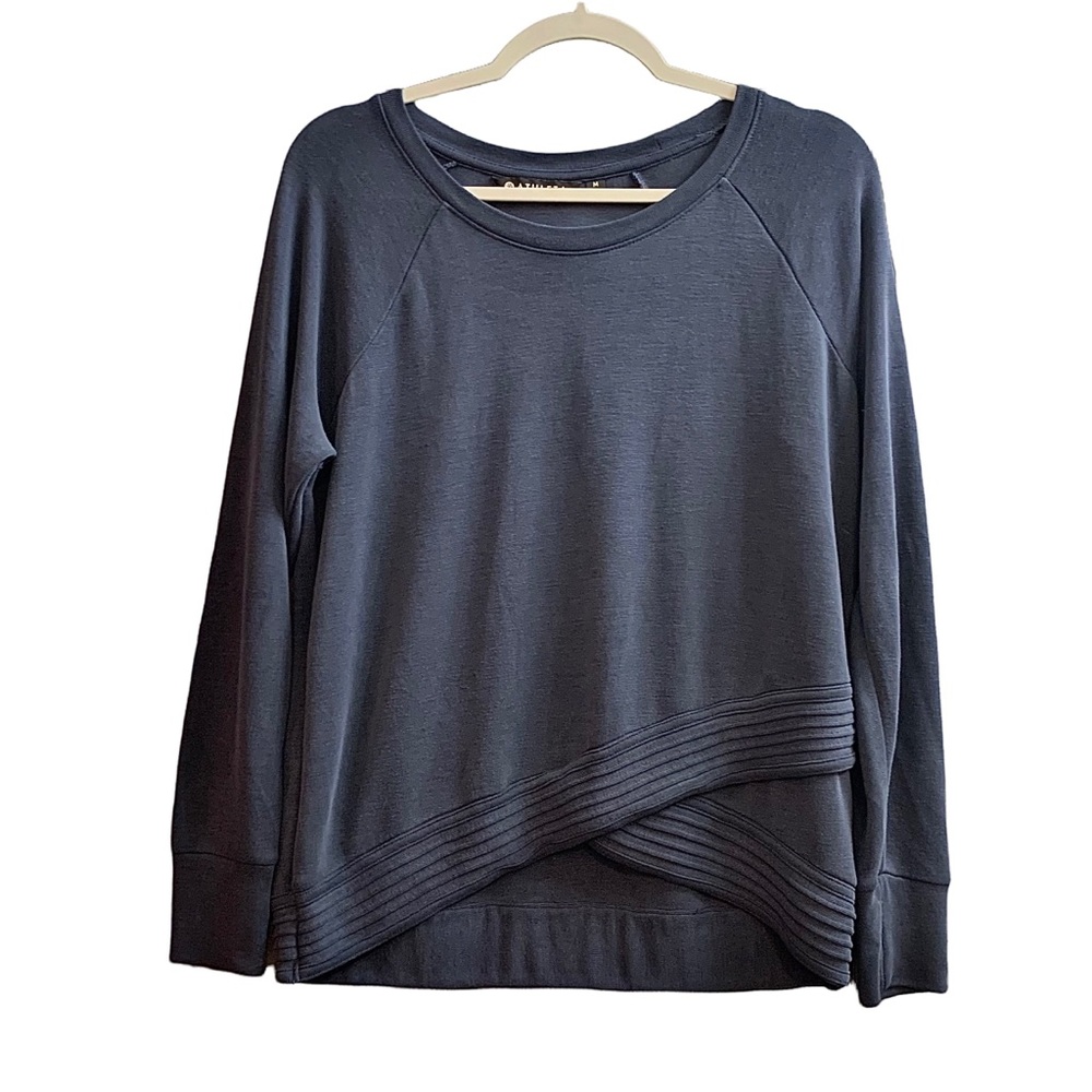 Athleta Serenity Criss Cross Sweatshirt Black Size Medium